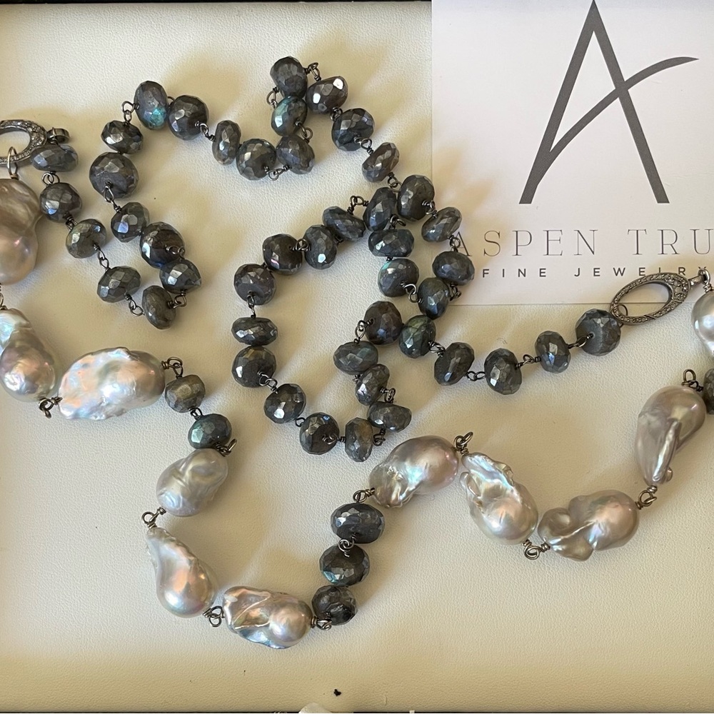 NWT Diamond/Pearl/Labradorite Necklace